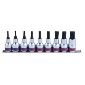 Jeu de douilles tournevis 6 pans 1/2″ – 9 pièces